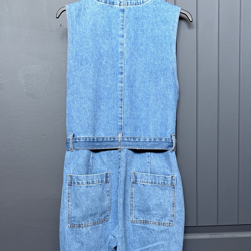 BlankNYC Sleeveless Denim Utility Jumpsuit in Blue - Picture 6 of 9